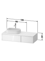 Duravit Zencha balos alsószekrény 130, fiókrendező nélkül, fehér üveg/matt taupe ZE4816064830000