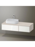 Duravit Zencha balos alsószekrény 130, tölgy fiókrendezővel, fehér üveg/matt taupe ZE4816064830J00