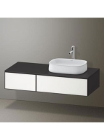 Duravit Zencha jobbos alsószekrény 130, dió fiókrendezővel, fehér üveg/matt grafit ZE4817064800G00