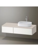 Duravit Zencha jobbos alsószekrény 130, tölgy fiókrendezővel, fehér üveg/matt taupe ZE4817064830K00