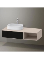 Duravit Zencha balos alsószekrény 130, fiókrendező nélkül, strukturált fekete/matt taupe ZE4818063830000