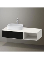 Duravit Zencha balos alsószekrény 130, tölgy fiókrendezővel, strukturált fekete/matt fehér ZE4818063840J00