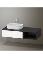 Duravit Zencha balos alsószekrény 130, fiókrendező nélkül, fehér üveg/matt grafit ZE4818064800000