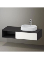 Duravit Zencha jobbos alsószekrény 130, tölgy fiókrendezővel, fehér üveg/matt grafit ZE4819064800K00