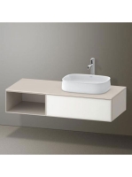 Duravit Zencha jobbos alsószekrény 130, dió fiókrendezővel, fehér üveg/matt taupe ZE4819064830G00