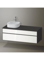 Duravit Zencha balos alsószekrény 130, dió fiókrendezővel, fehér üveg/matt grafit ZE4822L64800E00
