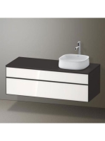 Duravit Zencha jobbos alsószekrény 130, fiókrendező nélkül, fehér üveg/matt grafit ZE4822R64800000