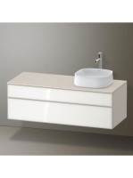 Duravit Zencha jobbos alsószekrény 130, tölgy fiókrendezővel, fehér üveg/matt taupe ZE4822R64830I00