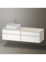 Duravit Zencha balos alsószekrény 160, tölgy fiókrendezővel, fehér üveg/matt taupe ZE4824L64830J00