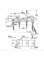 Grohe Eurocube 4 lyukú kádperemre szerelhető kádcsaptelep zuhanyszettel, króm 19897001