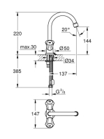 Grohe Costa L kétgombos mosdócsaptelep, láncos leeresztőszeleppel, króm 21337001