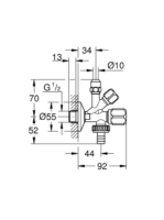 Grohe eredeti WAS kombinált sarokszelep érdesített csatlakozómenettel, króm 22035000