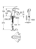Grohe Eurosmart egykaros mosdócsaptelep S-es méret, kézizuhannyal 23124002