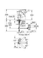 Grohe Eurocube L egykaros mosdócsaptelep leeresztővel, rozsdamentes acél hatású 23135DC0