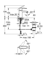 Grohe Wave Cosmopolitan egykaros mosdócsaptelep húzórudas leeresztővel, S-es méret, króm 23202000