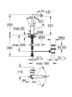 Grohe Lineare egykaros magas mosdó csaptelep L-Size, húzórudas leeresztővel 23296001