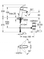 Grohe Eurosmart magasított mosdó csaptelep leeresztővel, M-Size 23322001KIFUTÓ TERMÉK