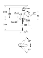 Grohe Eurosmart egykaros mosdócsaptelep leeresztő nélkül M-Size 23324001