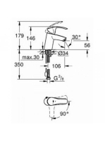 Grohe Eurosmart hidegindítású csaptelep S-méret lánctartó szemmel Króm 23372002