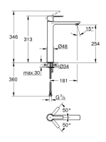Grohe Lineare egykaros magasított mosdó csaptelep XL-Size 23405001