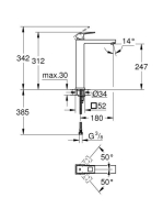 Grohe Eurocube egykaros mosdócsaptelep, XL-es méret, lefolyószelep nélkül, króm 23406000