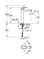 Grohe Eurodisc Cosmopolitan egykaros mosdócsaptelep XL-es méret 23432000