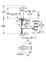 Grohe Get egykaros mosdó csaptelep leeresztővel, M-es méret, króm 23454000