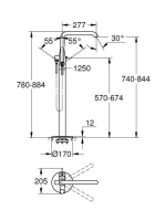 Grohe Essence egykaros kádtöltő csaptelep, grafit 23491A01