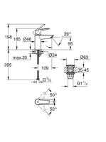 Grohe Start álló mosdó csaptelep Click-Clack leeresztővel, króm 23550002