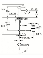 Grohe Essence rozsdamentes acél hatású egykaros mosdócsaptelep leeresztőgarnitúrával, S-méret 23589DC1