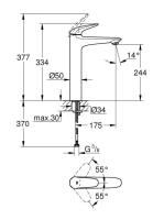 Grohe Eurostyle egykaros mosdócsaptelep mosdótálakhoz, XL-es méret, króm 23719003