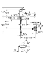 Grohe BauFlow egykaros bidécsaptelep húzórudas leeresztőgarnitúrával 23754000