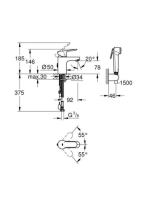 Grohe Bauedge mosdócsaptelep 1/2 S méret, kézizuhannyal, króm 23757000