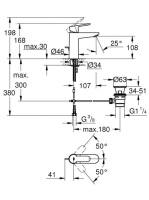 Grohe Bauedge mosdócsaptelep leeresztőgarnitúrával, M-Size 23758000