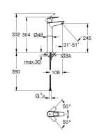 Grohe BauLoop egykaros mosdócsaptelep, XL-es méret, króm 23764001