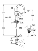 Grohe BauLoop egykaros mosdócsaptelep ClickClack leeresztővel, L-es méret, króm 23891001