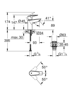 Grohe BauEdge egykaros mosdócsaptelep S-es méret, hidegindítású click-clack leeresztővel, króm 23895001