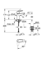 Grohe BauEdge hidegindítású egykaros csaptelep S-es méret Click-Clack leeresztővel króm 23899001