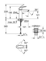 Grohe Eurosmart egykaros mosdócsaptelep ClickClack leeresztővel, M-es méret, króm 23923003