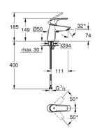 Grohe Eurosmart S mosdócsaptelep, króm 23967003