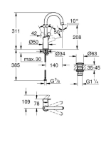 Grohe Eurosmart egykaros mosdócsaptelep ClickClack leeresztővel, L-es méret, króm 23970003
