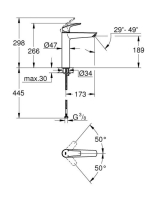 Grohe Eurosmart XL-es méretű króm mosdócsaptelep, leeresztő nélkül 23971003