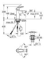 Grohe Eurosmart egykaros mosdócsaptelep ClickClack leeresztővel, M-es méret, króm 23976003