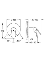 Grohe Eurostyle falsík alatti zuhanycsaptelep, króm 24046003