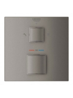 Grohe Grohtherm Cube termosztátos zuhanycsaptelep beépített elzáró/váltó szeleppel, szálcsiszolt grafit 24154AL0
