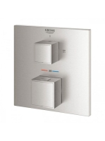 Grohe Grohtherm Cube termosztátos zuhanycsaptelep beépített elzáró/váltó szeleppel, rozsdamentes acél hatású 24154DC0