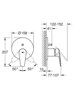 Grohe BauEdge egykaros falsík alatti csaptelep 2 funkciós, króm 24162001