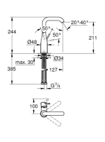 Grohe Grohe Essence egykaros mosdócsaptelep L-méret leeresztő nélkül Króm 24177001