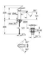 Grohe Start egykaros mosdó csaptelep Click-Clack leeresztővel, M-es méret, króm 24204002