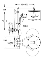 Grohe Euphoria System 310 termosztátos zuhanyrendszer, arany 26075GL0